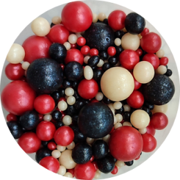 Драже зерновое "Жемчуг" красный/жемчуг/чёрный