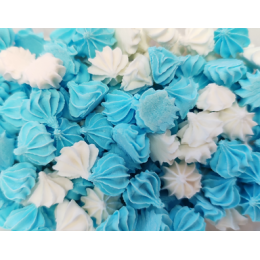 Сахарные фигурки «Мини-безе» бело-голубой микс (50 гр)