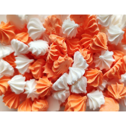 Сахарные фигурки «Мини-безе» бело-оранжевый микс (50 гр)