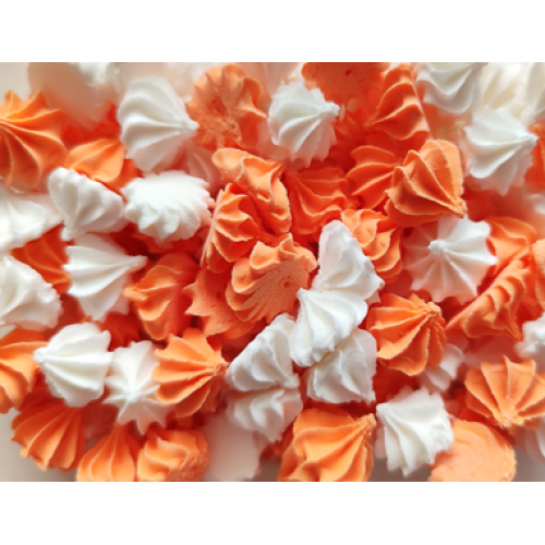 Сахарные фигурки «Мини-безе» бело-оранжевый микс (50 гр)
