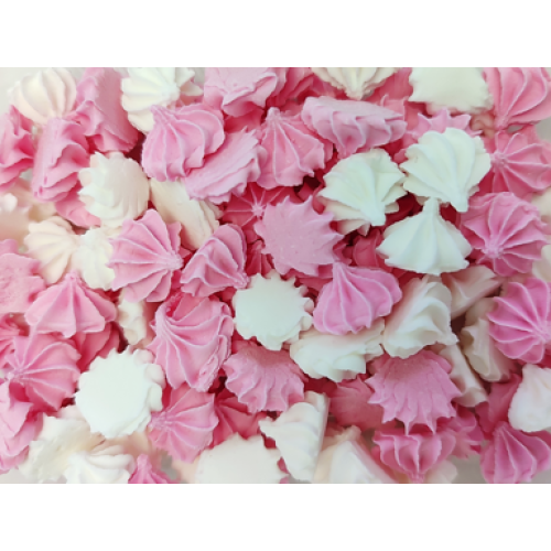 Сахарные фигурки «Мини-безе» бело-розовый микс (50 гр)