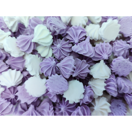 Сахарные фигурки «Мини-безе» бело-сиреневый микс (50 гр)