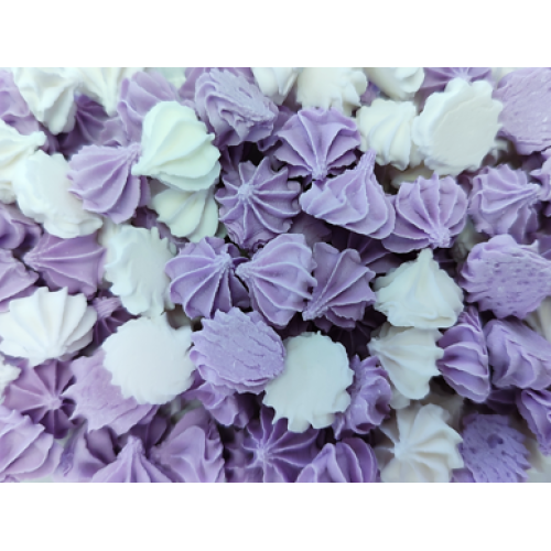 Сахарные фигурки «Мини-безе» бело-сиреневый микс (50 гр) по лучшей цене