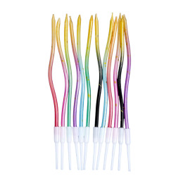 Свечи для торта «Серпантин», 12 шт., разноцветный с блёстками
