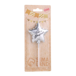 Свеча в торт «Воздушный шарик. Звезда», 5,5 см, серебро