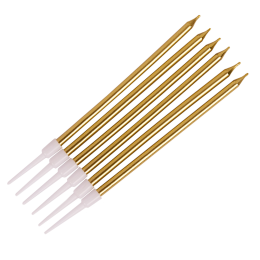 Свечи в торт коктейльные, 6 шт, 13,5 см, золото