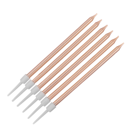 Свечи в торт коктейльные, 6 шт, 13,5 см, бронза