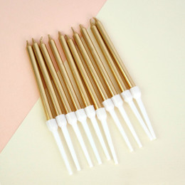 Свечи для торта прямые ребристые(спираль) золото, 12 штук