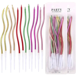 Свечи для торта витые, цветные 12 штук