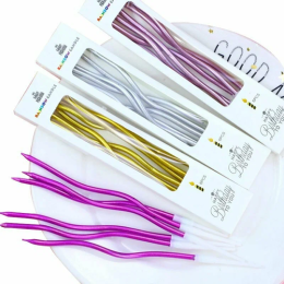 Свечи для торта "Серпантин" коктейльные, серебристые (6 шт)