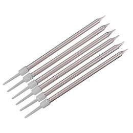 Свечи в торт коктейльные, 6 шт, 13,5 см, серебро