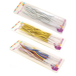 Свечи для торта витые, серебро 12 штук