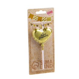 Свеча в торт "Воздушный шарик. Сердечко", 5,5 см. золото