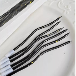 Свечи для торта витые "Серпантин" 6  шт, коктейльные, чёрные с золотом