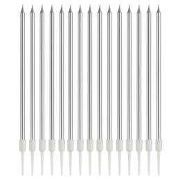 Свечи для торта прямые серебро, 12 штук