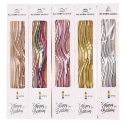 Свечи для торта  "Серпантин" коктейльные, разноцветные (6 шт)