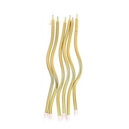 Свечи для торта "Серпантин" коктейльные, золото (6 шт)