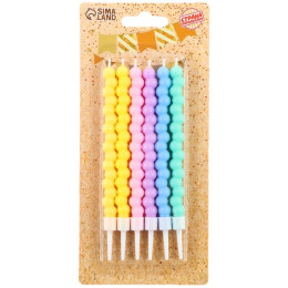 Свечи в торт "Жемчужины", 6 шт, разноцветные