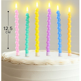 Свечи в торт "Жемчужины", 6 шт, разноцветные