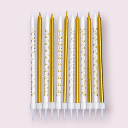 Набор свечей для торта "Звёздочки", 12 шт. золотой и белый