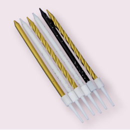 Свечи в торт "Праздничное волшебство", 6 шт, белый, черный, золотой