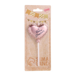 Свеча в торт "Воздушный шарик. Сердечко", 5,5 см. розовое золото