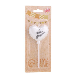 Свеча в торт "Воздушный шарик. Сердечко", 5,5 см. жемчужный