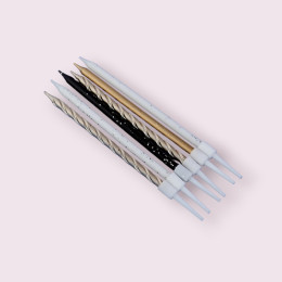 Свечи в торт "Праздничное волшебство", 6 шт, белый, черный, розовое золото