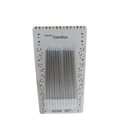 Свечи для торта прямые серебро, 12 штук