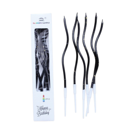 Свечи для торта витые "Серпантин" 6  шт, коктейльные, чёрные с золотом