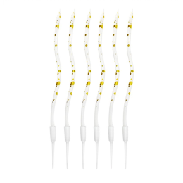 Свечи для торта витые "Серпантин" 6  шт, коктейльные, белые  с золотом