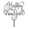 Топпер пластиковый "Happy New Year", серебро - отличный декор для новогоднего десерта