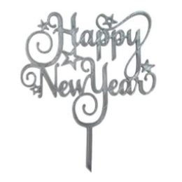 Топпер пластиковый "Happy New Year", серебро