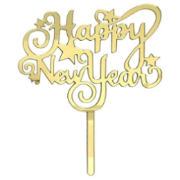Топпер пластиковый "Happy New Year", золото