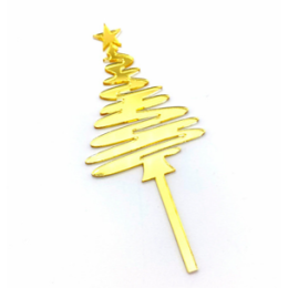 Топпер пластиковый "Ёлка со звездой", золото