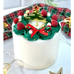 Топпер пластиковый "Ёлка со звездой", золото