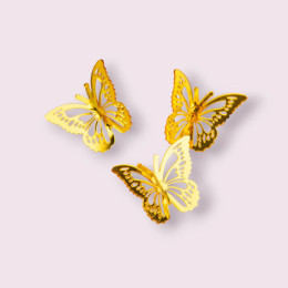Бабочки из акрила для декора, золотые, 3 штуки