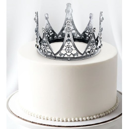 Топпер для торта «Корона с камнями», цвет серебро
