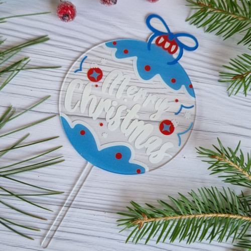 Топпер "Merry Christmas" новогодний шарик