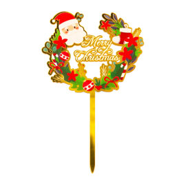 Топпер "Merry Christmas"  рождественский венок с сантой