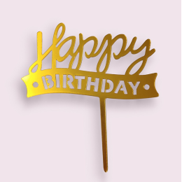 Топпер "Happy birthday", золото