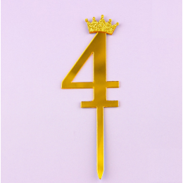Топпер акриловый "Цифра 4" золото