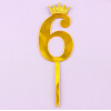 Топпер акриловый "Цифра 6" золото