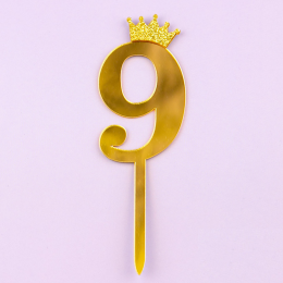 Топпер акриловый "Цифра 9" золото