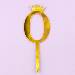 Топпер акриловый "Цифра 0" золото