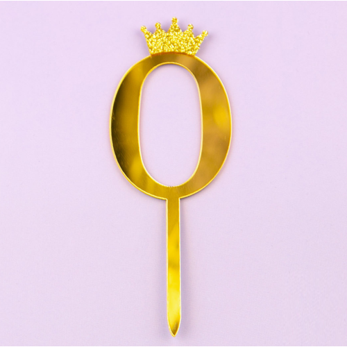 Топпер акриловый "Цифра 0" золото по лучшей цене