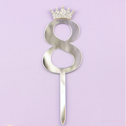 Топпер акриловый "Цифра 8" серебро по лучшей цене