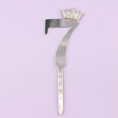 Топпер акриловый "Цифра 7" серебро