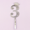 Топпер акриловый "Цифра 3" серебро