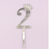 Топпер акриловый "Цифра 2" серебро